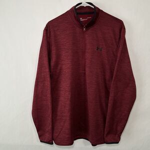 Under Armour 1/4 Zip Fleece Lined Pullover Mens Size Large Red Heathered EUC